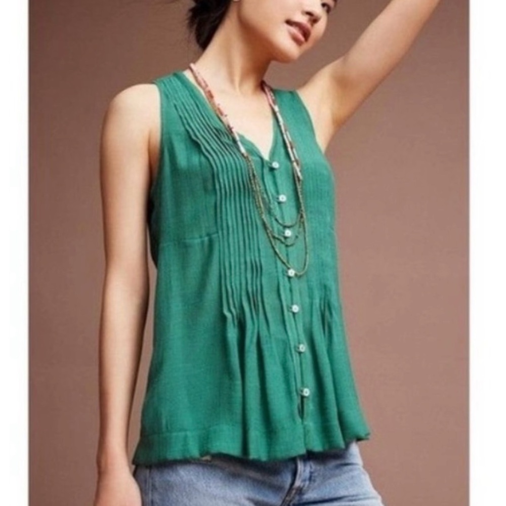 Anthropologie Maeve Saona Swing Pleated Tank
